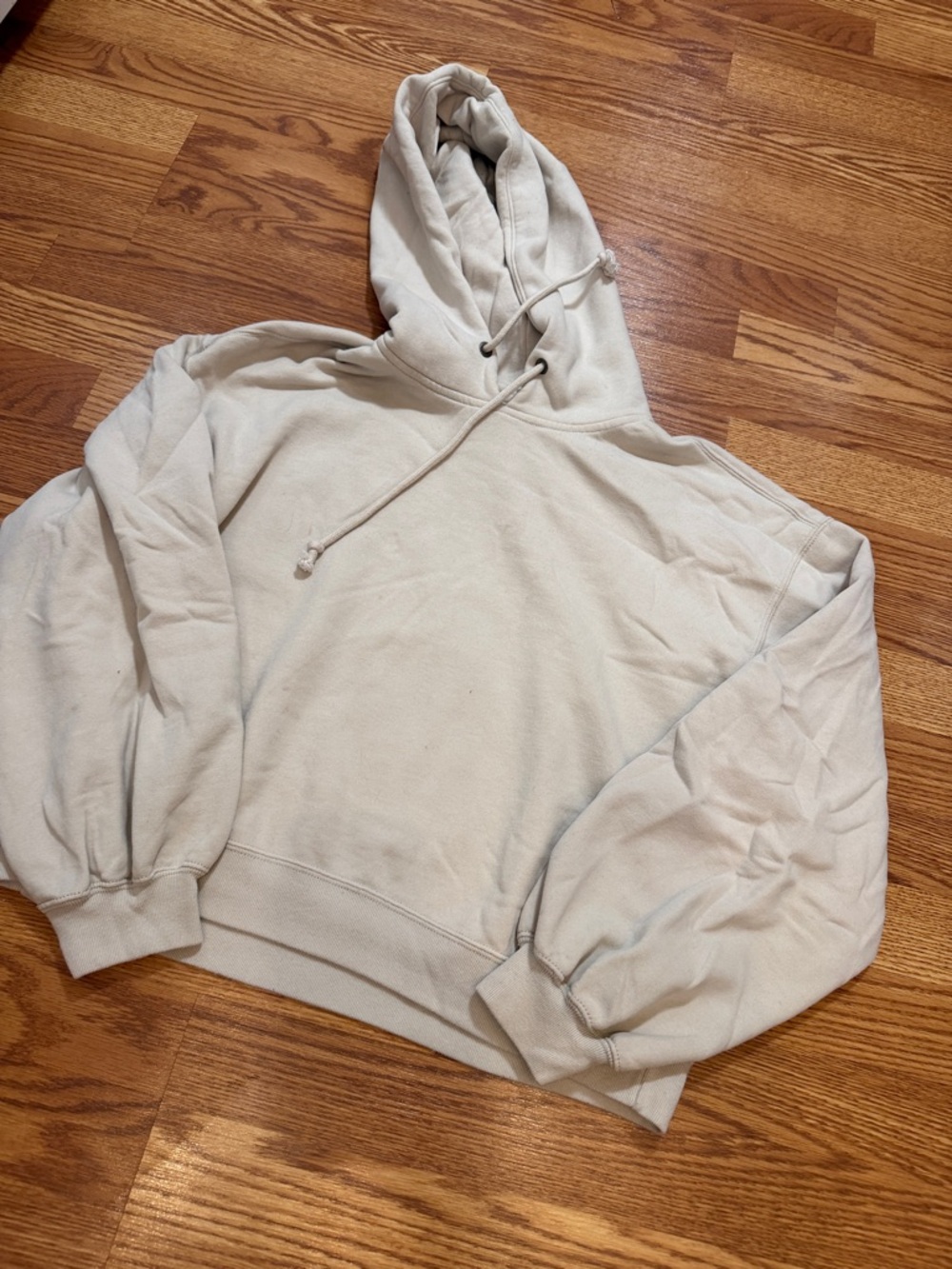 A&F soft collection Cream Hoodie with puff sleeve, medium